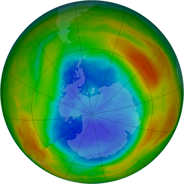 Antarctic ozone map for 15 September 1983